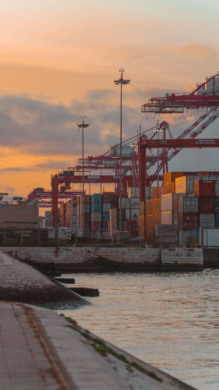 Port container-handling cranes, illustrative photograph